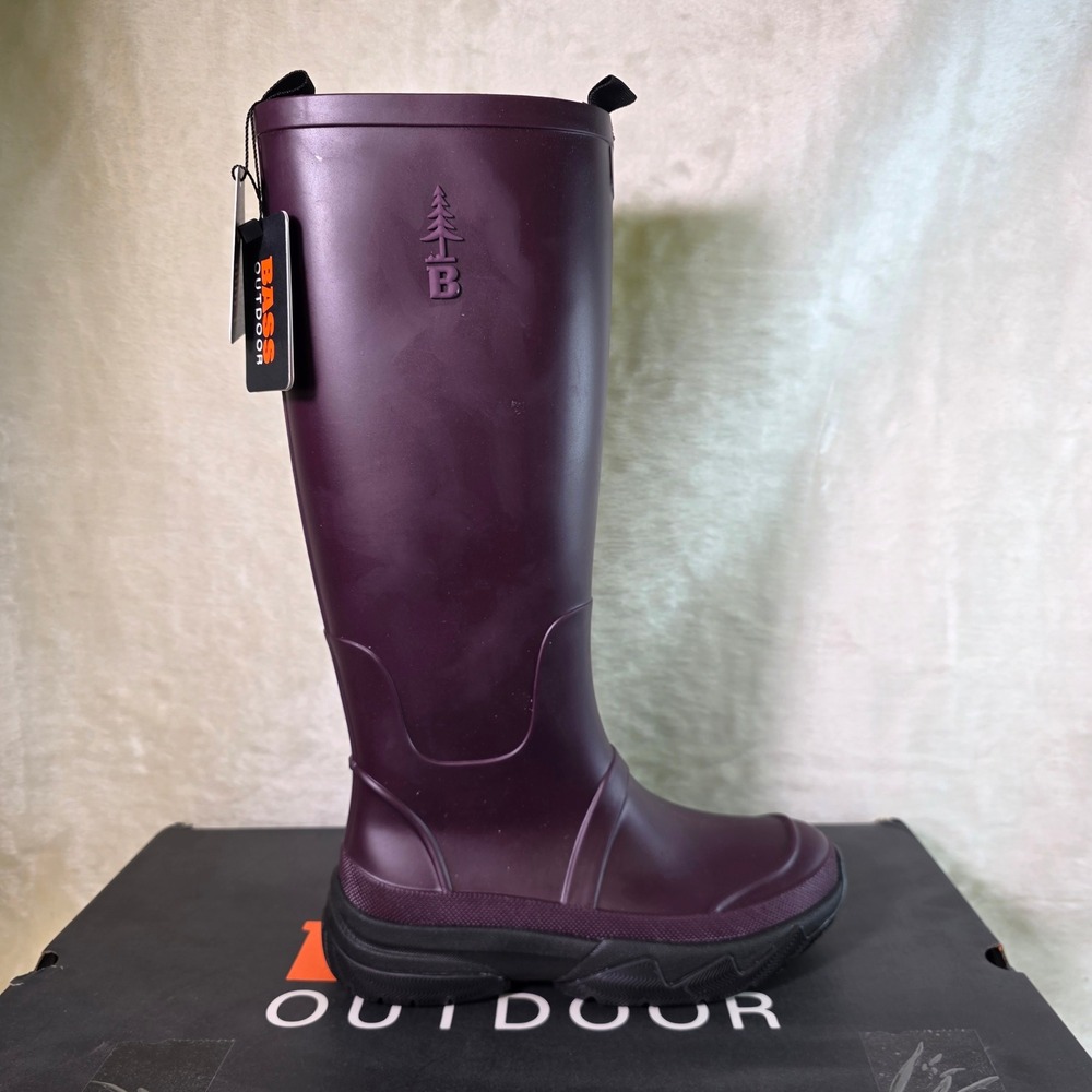 GH Bass Outdoor Field Tall Rain Boots Fig Purple Rubber Waterproof Women 6 NEW